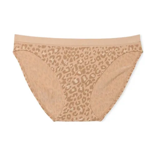 Victoria's Secret Бесшовные трусы для бикини Пралине Леопард Женские трусы 1 упаковка Желтый леопард с принтом