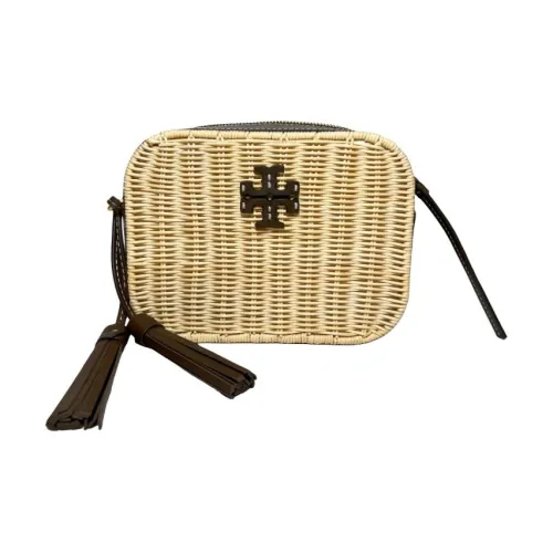 TORY BURCH McGraw Корова Кожа с Тканевыми Camera Сумка Сумка через плечо Женская Естественный Бежевый