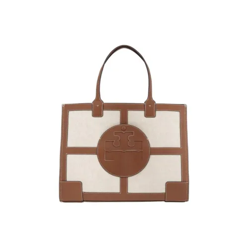 TORY BURCH Ella Холст и Кожа Тоут Сумка Сумка для покупок Сумка через плечо Сумка Большая Женская Бежевая Коричневая