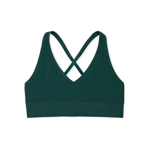 Victoria's Secret Розовый Мягкий Бесшовный CABLE Plunge Bralette Deep Forest Бюстгальтер Женские Темный лес