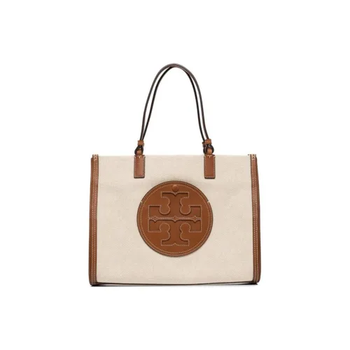 TORY BURCH Ella Холст и Кожаная Сумка-тоут Сумка для покупок Сумка через плечо Женская Классическая Оригинальная Коричневая