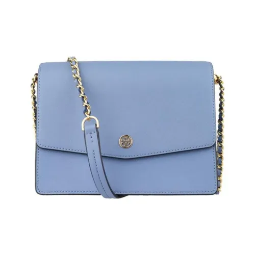 Tory Burch Robinson Кожа Цепь Сумка через плечо Сумка Средняя Женская Ледяной Синий