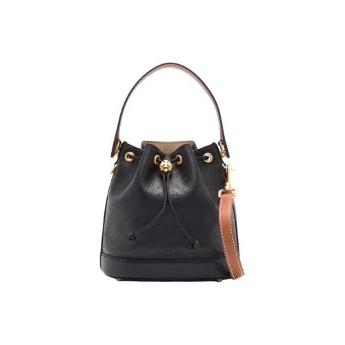 TORY BURCH T Monogram Кожа Ведро Сумка Сумка через плечо Сумка среднего размера Женская Черная