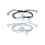 Синий/Белый, застежка, ткань, вязаные браслеты + Черный, застежка, ткань, вязаные браслеты