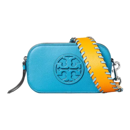 TORY BURCH Miller Pebble Кожа Camera Сумка Сумка через плечо Мини Женская Небесно-голубая