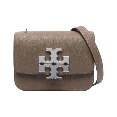 TORY BURCH ELEANOR Litchi Grain Кожа с Замшей Сумка через плечо Сумка на плечо Маленькая Женская Серо-коричневая