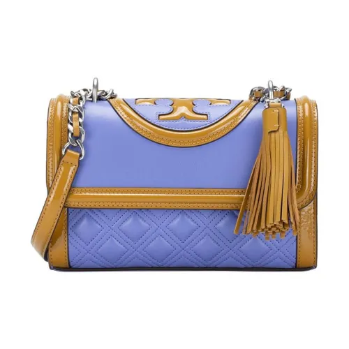TORY BURCH Fleming Лакированная кожа с кожаными вставками Сумка через плечо маленькая женская сумка фиолетового цвета