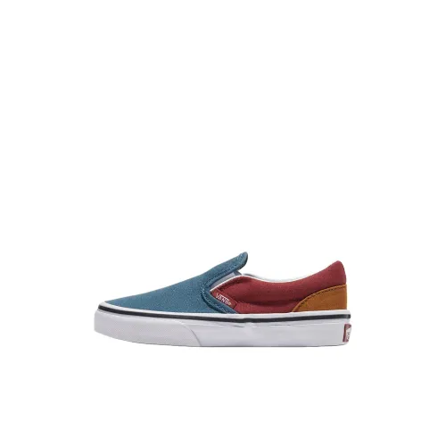 Vans Slip On Series Low Топ Детские Скейтбординги Синий Красный Кешью Коричневый Детский