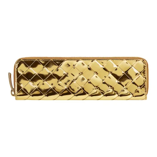 Bottega Veneta Intrecciato Sheepskin Пен Сумка для украшений Мешок для хранения Женская Золотая