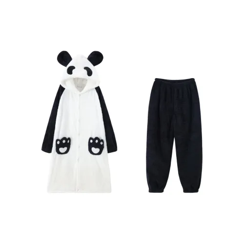 Qiao Ni Tong Пижамный комплект Мужской Черный Белый