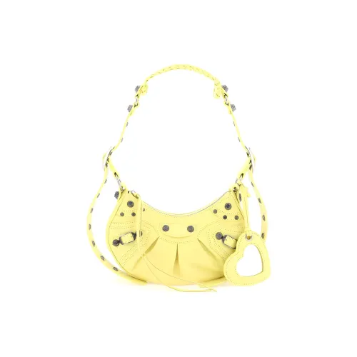 Balenciaga Cagole Lambskin Portable Crossbody Bag Shoulder Bag Mini Women Neon Yellow