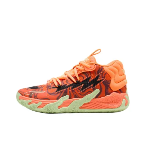 PUMA X LaMelo Ball Детская баскетбольная обувь MID Топ Оранжевый Черный Школьный возраст