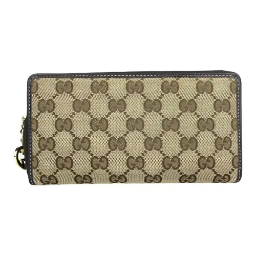 GUCCI Canvas с кожаными вставками кошелек женский цвет эбеновое дерево коричневый