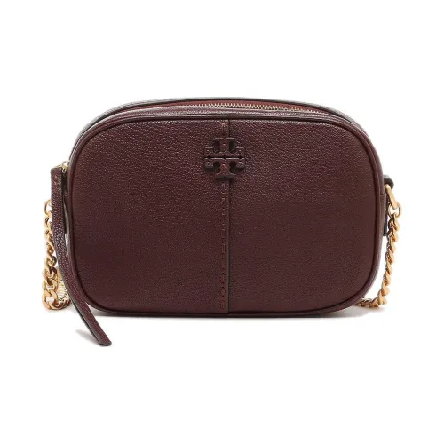 TORY BURCH McGraw Litchi Grain Leather Camera Bag Handbag Shoulder Bag Women's Red Brown
