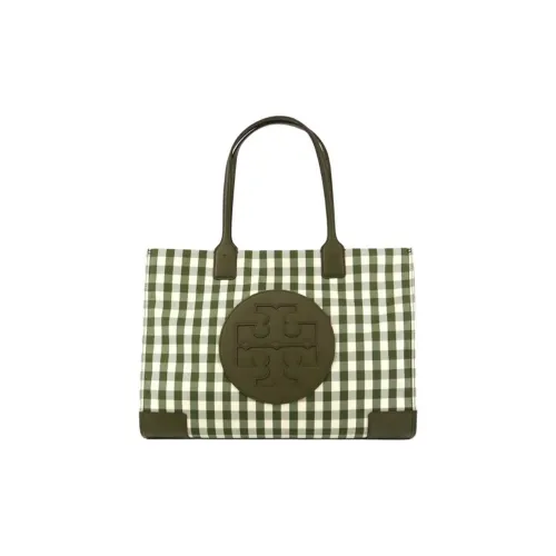TORY BURCH Ella Холст и Кожа Тоут Сумка Сумка для покупок Переносная Сумка Большая Женская Оливково-зеленая и Белая