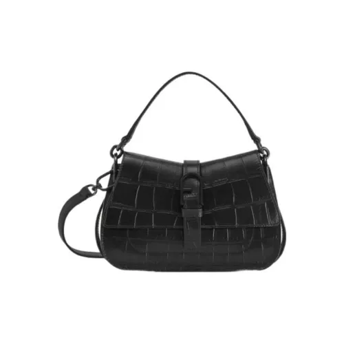 Furla Cocco Air Print Кожа And Soft Suede Сумка через плечо Сумка Mini Женская Черная