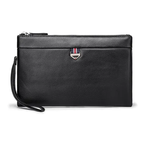 FAIRWHALE Клатч из крупнозернистой текстуры коровьей кожи мужской элегантный черный