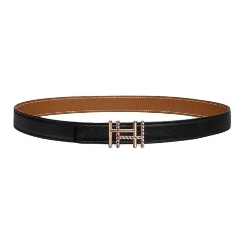 HERMES Телячья кожа Кожаные ремни Женские Черный Ширина 2,4CM