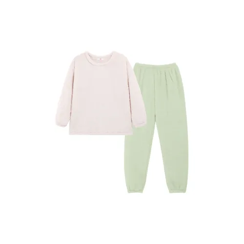 WANANNI Пижамный комплект женский светло-абрикосовый зеленый