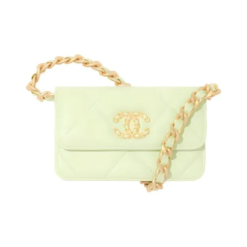CHANEL 19Bag Блестящий Овечья шкура Вечерняя сумка Монетница Сумка через плечо Сумка на плечо Женская Светло-зеленый