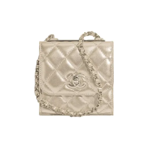 CHANEL Модный CcWOC Металлическая Овчина Цепочка Сумка через плечо Женская Золотая