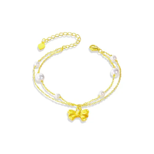 WANLIACC Сплав Двойной Layer Браслет с Бантом Женские