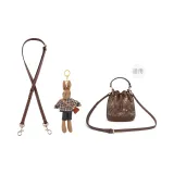 Тренер Сумка-ведро Темно-кофейного цвета Золотистая пряжка Регулируемая длина 90-120 см + Коричневая Кроличья кукла