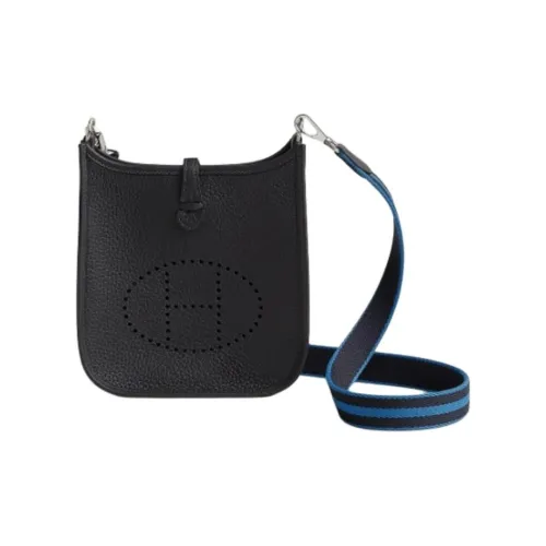 HERMES Evelyne Clemence Bullock Кожа Сумка на плечо Женская Темно-синий Индиго-синий Сандаловое дерево Синий