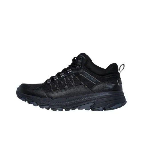 Skechers Go Run Trail Износостойкий и Водонепроницаемый MID Топ Беговые кроссовки Мужские Черный Серый