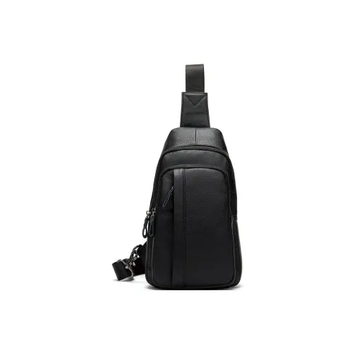 DOSRFINI Сумка через плечо из коровьей кожи Мужская Черная