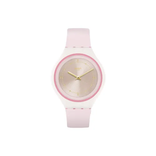 Swatch Quartz Механизм Унисекс Часы 40 мм Розовый Циферблат Часы Пластиковый Корпус Часы Силиконовый Ремешок
