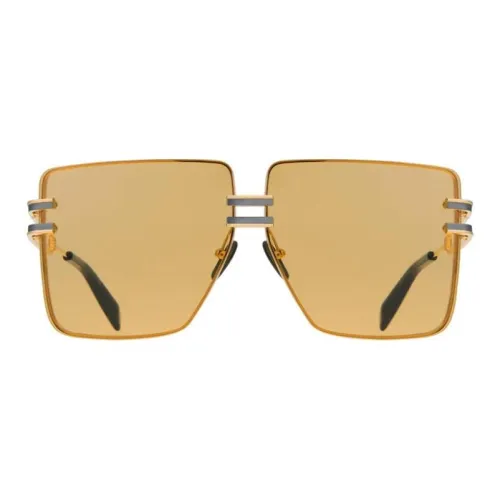 BALMAIN Титан Квадратные Солнцезащитные очки Унисекс Золото And Белый Родий