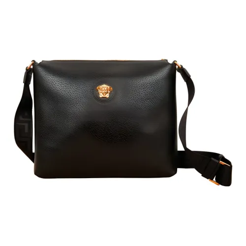 VERSACE Сумка из коровьей кожи с одним плечевым ремнем сумка через плечо мужская черная