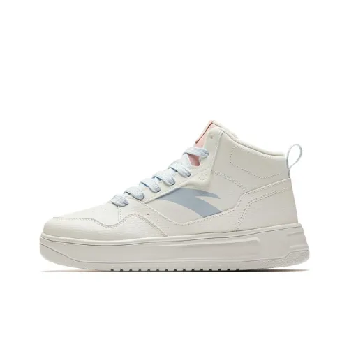 ANTA Relaxed Slip-Resistant Abrasion-Resistant High Top Скейтборд Кроссовки Женские Белые Синие