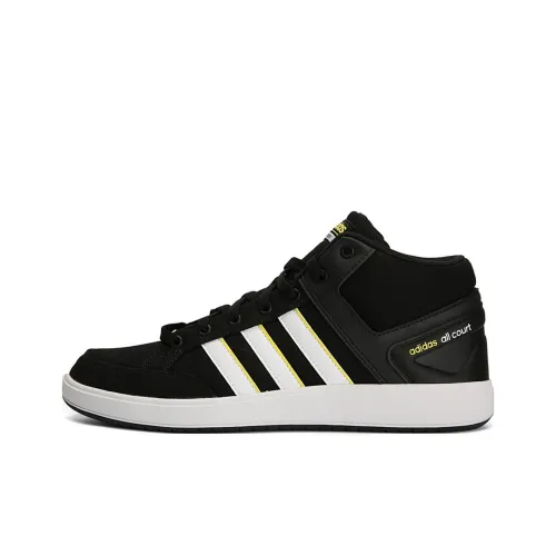Adidas Cloudfoam All Court Slip-resistant Abrasion-resistant High Top Tennis Shoes Men's Black Adidas Cloudfoam All Court Противоскользящие Устойчивые к истиранию Высокие Кроссовки для тенниса Мужские Черные