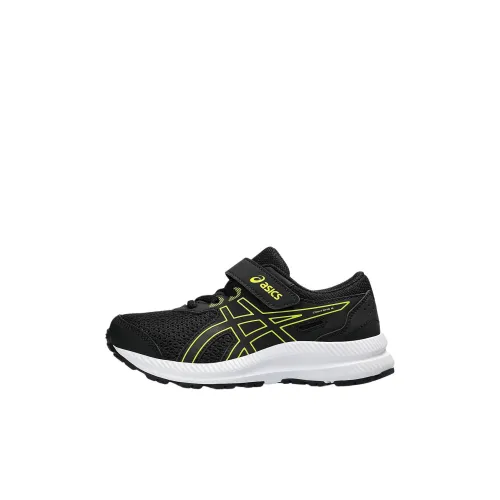Asics Гель Contend 8 Rebound Дышащий Поддержка Низкий Топ Детская Беговая Обувь Черный Желтый Для Детей Возрастом 3-7 Лет