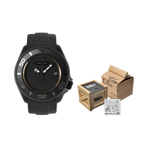 VENCREW Torpedo[Holographic Золотой] Автоматический механический механизм Часы Унисекс Черный циферблат