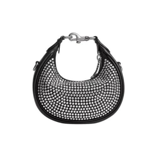 COACH Замша Сумка через плечо Сумка Мини Женская Черная и Серебряная