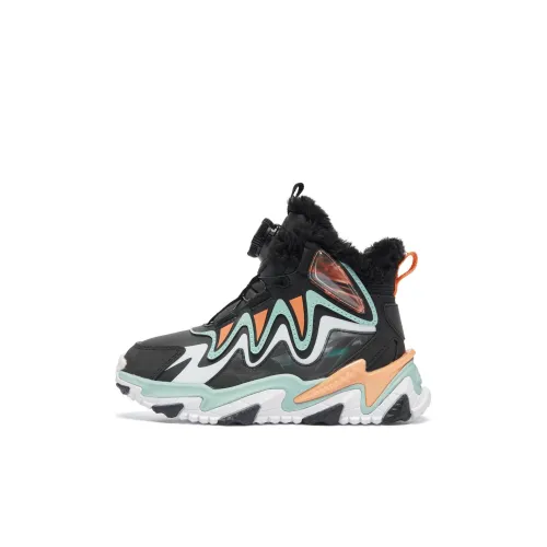 QIAODAN Детская повседневная обувь Высокий верх Черный/Светло-зеленый/Белый Для дошкольников