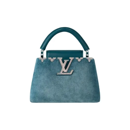 LOUIS VUITTON Capucines Кожаная отделка Kapusin Сумка через плечо Тоут Сумка на одно плечо Мини Женская Озерно-голубой