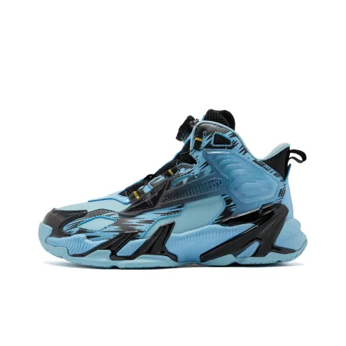 QIAODAN Assassin Slip-Resistant Abrasion-Resistant High Top Children's Basketball Shoes Blue Black Teenagers QIAODAN Assassin Противоскользящие Износостойкие Высокие Баскетбольные Кроссовки для Детей Синий Черный Подростки