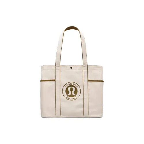 lululemon Хлопок And Холст Тоут Сумка Сумка для покупок Сумка через плечо Сумка Обычная Унисекс Натуральный Коричневый