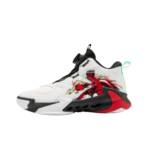 QIAODAN Детская баскетбольная обувь MID Топ Jordan Белый/Черный Школьный возраст