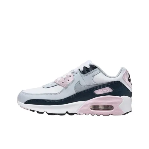 Nike Air Max 90 Детская беговая обувь Низкий топ Белый/Розовый/Синий Школьный возраст