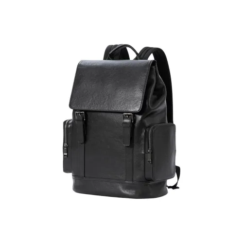 DOSRFINI Рюкзак из коровьей кожи большой мужской черный
