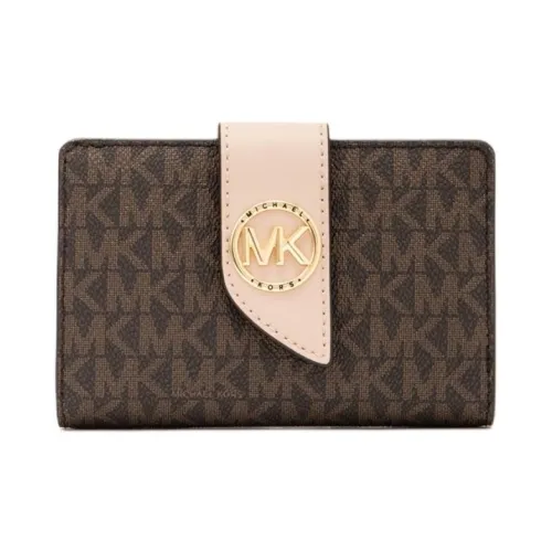 MICHAEL KORS Покрытый холст Кошелек Средний Женский Коричневый и Розовый