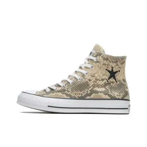 Stussy x Converse ALL STAR CHUCK Износостойкие высокие кеды унисекс бежево-коричневые