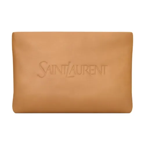 SAINT LAURENT Коровья кожа Клатч Маленький Мужской Винтажный коричневый Золотой