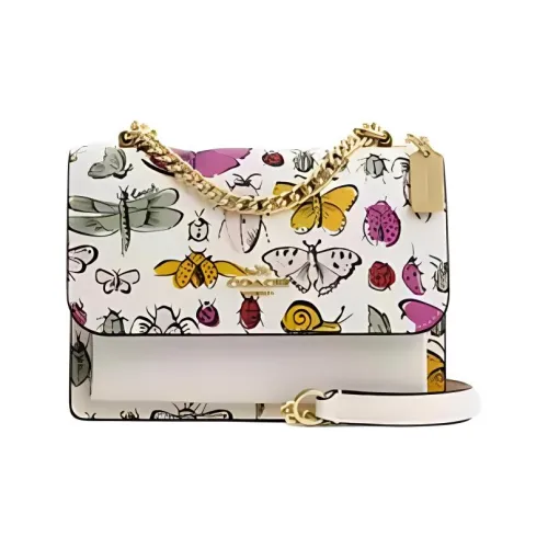 COACH Klare Холст с покрытием и гладкая кожа Сумка через плечо Маленькая Женская Золото и Мелово-многоцветная