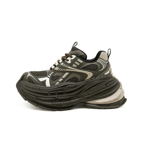 M88M Амортизаторы Shock Slip-resistant Abrasion-resistant Низкий топ Толстая подошва Кроссовки Unisex Бежевый Умбра